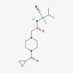 molecular formula C16H26N4O2 B2609155 N-(1-cyano-1,2-dimethylpropyl)-2-(4-cyclopropanecarbonylpiperazin-1-yl)acetamide CAS No. 1311677-11-8