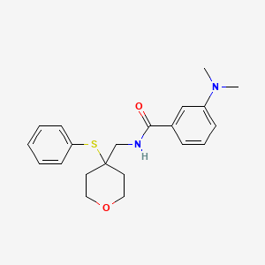 3-(dimethylamino)-N-{[4-(phenylsulfanyl)oxan-4-yl]methyl}benzamide