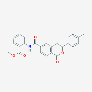 molecular formula C25H21NO5 B2609173 methyl 2-({[3-(4-methylphenyl)-1-oxo-3,4-dihydro-1H-isochromen-6-yl]carbonyl}amino)benzoate CAS No. 951895-88-8