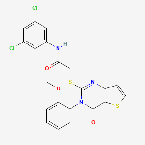 molecular formula C21H15Cl2N3O3S2 B2609175 N-(3,5-dichlorophenyl)-2-{[3-(2-methoxyphenyl)-4-oxo-3,4-dihydrothieno[3,2-d]pyrimidin-2-yl]sulfanyl}acetamide CAS No. 1291849-69-8