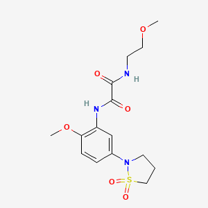 molecular formula C15H21N3O6S B2609187 N1-(5-(1,1-dioxidoisothiazolidin-2-yl)-2-methoxyphenyl)-N2-(2-methoxyethyl)oxalamide CAS No. 1105229-01-3