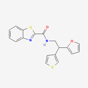 molecular formula C18H14N2O2S2 B2609194 N-[2-(furan-2-yl)-2-(thiophen-3-yl)ethyl]-1,3-benzothiazole-2-carboxamide CAS No. 2097899-28-8