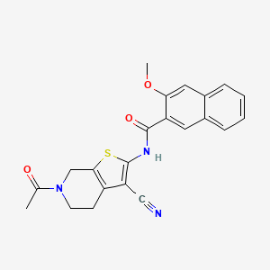 molecular formula C22H19N3O3S B2609196 N-(6-acetyl-3-cyano-5,7-dihydro-4H-thieno[2,3-c]pyridin-2-yl)-3-methoxynaphthalene-2-carboxamide CAS No. 864859-13-2