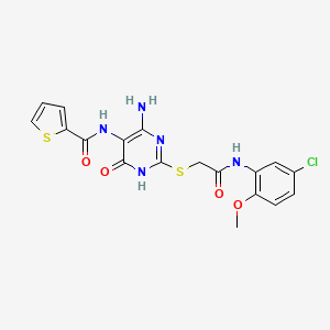 N-(4-amino-2-((2-((5-chloro-2-methoxyphenyl)amino)-2-oxoethyl)thio)-6-oxo-1,6-dihydropyrimidin-5-yl)thiophene-2-carboxamide