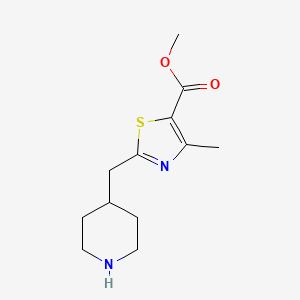 molecular formula C12H18N2O2S B2609202 Methyl 4-methyl-2-(piperidin-4-ylmethyl)-1,3-thiazole-5-carboxylate CAS No. 2287318-45-8