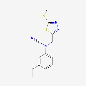 molecular formula C13H14N4S2 B2609204 (3-Ethylphenyl)-[(5-methylsulfanyl-1,3,4-thiadiazol-2-yl)methyl]cyanamide CAS No. 1465335-24-3