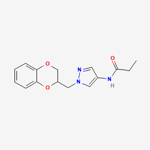 N-(1-((2,3-dihydrobenzo[b][1,4]dioxin-2-yl)methyl)-1H-pyrazol-4-yl)propionamide