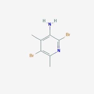 molecular formula C7H8Br2N2 B2609214 2,5-Dibromo-4,6-dimethylpyridin-3-amine CAS No. 2413379-43-6