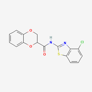 molecular formula C16H11ClN2O3S B2609216 N-(4-chlorobenzo[d]thiazol-2-yl)-2,3-dihydrobenzo[b][1,4]dioxine-2-carboxamide CAS No. 681167-02-2