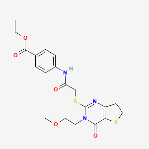 Ethyl 4-[[2-[[3-(2-methoxyethyl)-6-methyl-4-oxo-6,7-dihydrothieno[3,2-d]pyrimidin-2-yl]sulfanyl]acetyl]amino]benzoate