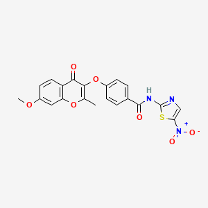 molecular formula C21H15N3O7S B2609232 4-((7-甲氧基-2-甲基-4-氧代-4H-色烯-3-基)氧基)-N-(5-硝基噻唑-2-基)苯甲酰胺 CAS No. 1010908-50-5