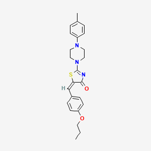 molecular formula C24H27N3O2S B2609233 (E)-5-(4-propoxybenzylidene)-2-(4-(p-tolyl)piperazin-1-yl)thiazol-4(5H)-one CAS No. 315241-91-9