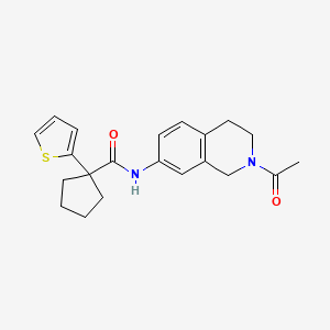 molecular formula C21H24N2O2S B2609238 N-(2-乙酰基-1,2,3,4-四氢异喹啉-7-基)-1-(噻吩-2-基)环戊烷甲酰胺 CAS No. 1206989-63-0