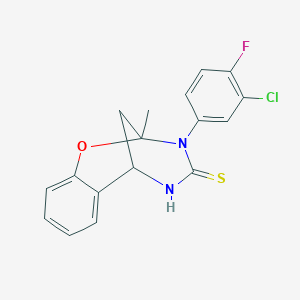 B2609245 3-(3-chloro-4-fluorophenyl)-2-methyl-5,6-dihydro-2H-2,6-methanobenzo[g][1,3,5]oxadiazocine-4(3H)-thione CAS No. 1019148-78-7