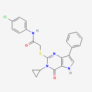 molecular formula C23H19ClN4O2S B2609254 N-(4-chlorophenyl)-2-((3-cyclopropyl-4-oxo-7-phenyl-4,5-dihydro-3H-pyrrolo[3,2-d]pyrimidin-2-yl)thio)acetamide CAS No. 1260917-51-8