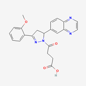 molecular formula C22H20N4O4 B2609257 4-(3-(2-methoxyphenyl)-5-(quinoxalin-6-yl)-4,5-dihydro-1H-pyrazol-1-yl)-4-oxobutanoic acid CAS No. 949285-10-3