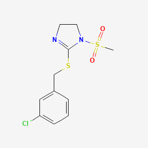 molecular formula C11H13ClN2O2S2 B2609262 2-[(3-氯苯基)甲硫基]-1-甲基磺酰基-4,5-二氢咪唑 CAS No. 868218-81-9