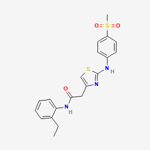 molecular formula C20H21N3O3S2 B2609268 N-(2-乙基苯基)-2-(2-((4-(甲磺酰基)苯基)氨基)噻唑-4-基)乙酰胺 CAS No. 1203172-65-9