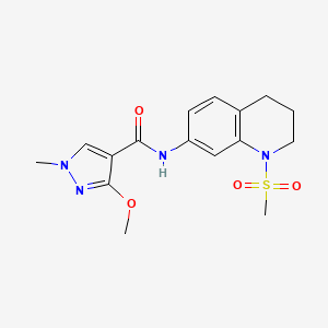 molecular formula C16H20N4O4S B2609280 3-methoxy-1-methyl-N-(1-(methylsulfonyl)-1,2,3,4-tetrahydroquinolin-7-yl)-1H-pyrazole-4-carboxamide CAS No. 1206988-52-4