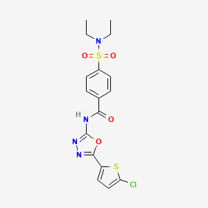 molecular formula C17H17ClN4O4S2 B2609283 N-[5-(5-chlorothiophen-2-yl)-1,3,4-oxadiazol-2-yl]-4-(diethylsulfamoyl)benzamide CAS No. 533872-18-3
