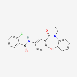 molecular formula C22H17ClN2O3 B2609290 2-chloro-N-(10-ethyl-11-oxo-10,11-dihydrodibenzo[b,f][1,4]oxazepin-2-yl)benzamide CAS No. 922082-05-1