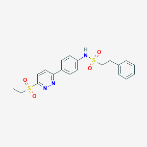 molecular formula C20H21N3O4S2 B2609295 N-(4-(6-(ethylsulfonyl)pyridazin-3-yl)phenyl)-2-phenylethanesulfonamide CAS No. 921559-09-3