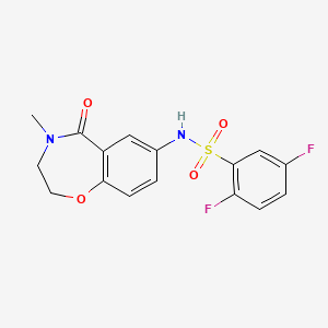 molecular formula C16H14F2N2O4S B2609296 2,5-difluoro-N-(4-methyl-5-oxo-2,3,4,5-tetrahydrobenzo[f][1,4]oxazepin-7-yl)benzenesulfonamide CAS No. 922081-67-2