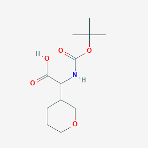 molecular formula C12H21NO5 B2609302 2-((tert-Butoxycarbonyl)amino)-2-(tetrahydro-2H-pyran-3-yl)acetic acid CAS No. 1398503-92-8