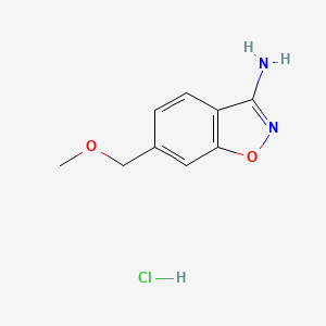 molecular formula C9H11ClN2O2 B2609307 6-(甲氧基甲基)-1,2-苯并恶唑-3-胺；盐酸盐 CAS No. 2567502-81-0