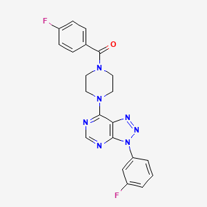 molecular formula C21H17F2N7O B2609308 (4-fluorophenyl)(4-(3-(3-fluorophenyl)-3H-[1,2,3]triazolo[4,5-d]pyrimidin-7-yl)piperazin-1-yl)methanone CAS No. 920387-56-0
