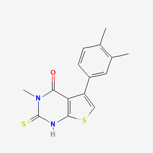 molecular formula C15H14N2OS2 B2609309 5-(3,4-二甲基苯基)-3-甲基-2-巯基-3H,4H-噻吩并[2,3-d]嘧啶-4-酮 CAS No. 786728-91-4