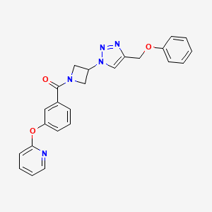 molecular formula C24H21N5O3 B2609319 （3-(4-(苯氧甲基)-1H-1,2,3-三唑-1-基)氮杂环丁-1-基)(3-(吡啶-2-氧基)苯基)甲酮 CAS No. 2034592-21-5