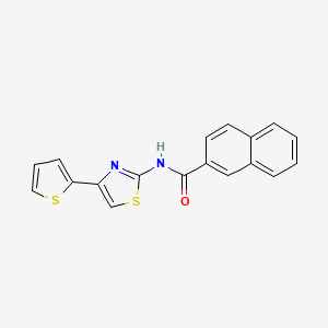 molecular formula C18H12N2OS2 B2609323 N-(4-(thiophen-2-yl)thiazol-2-yl)-2-naphthamide CAS No. 397277-53-1