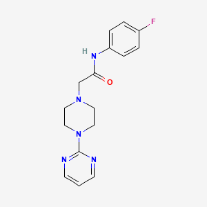 molecular formula C16H18FN5O B2609334 N-(4-氟苯基)-2-(4-嘧啶-2-基哌嗪基)乙酰胺 CAS No. 896211-30-6