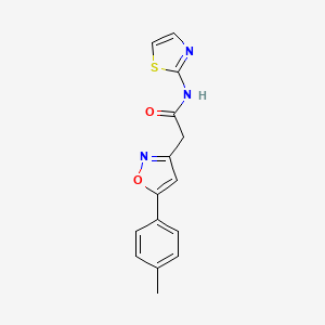 molecular formula C15H13N3O2S B2609342 N-(thiazol-2-yl)-2-(5-(p-tolyl)isoxazol-3-yl)acetamide CAS No. 946261-81-0