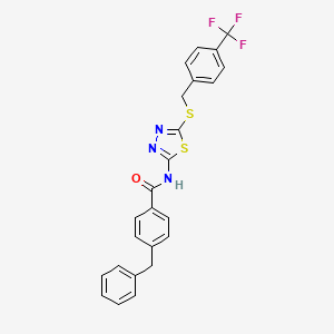 molecular formula C24H18F3N3OS2 B2609346 4-苄基-N-(5-((4-(三氟甲基)苄基)硫代)-1,3,4-噻二唑-2-基)苯甲酰胺 CAS No. 392301-47-2