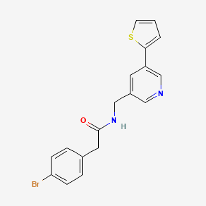 molecular formula C18H15BrN2OS B2609348 2-(4-bromophenyl)-N-((5-(thiophen-2-yl)pyridin-3-yl)methyl)acetamide CAS No. 2034252-12-3