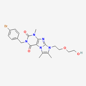 molecular formula C21H24BrN5O4 B2609349 3-(4-bromobenzyl)-8-(2-(2-hydroxyethoxy)ethyl)-1,6,7-trimethyl-1H-imidazo[2,1-f]purine-2,4(3H,8H)-dione CAS No. 938841-13-5