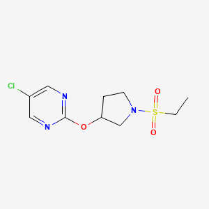 molecular formula C10H14ClN3O3S B2609352 5-Chloro-2-((1-(ethylsulfonyl)pyrrolidin-3-yl)oxy)pyrimidine CAS No. 2034429-00-8