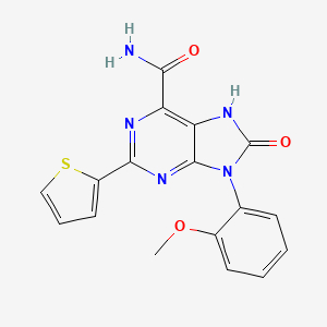 molecular formula C17H13N5O3S B2609356 9-(2-甲氧苯基)-8-氧代-2-噻吩-2-基-7H-嘌呤-6-甲酰胺 CAS No. 869069-58-9