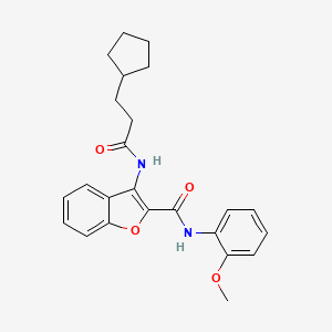 molecular formula C24H26N2O4 B2609362 3-(3-cyclopentylpropanamido)-N-(2-methoxyphenyl)benzofuran-2-carboxamide CAS No. 862829-85-4