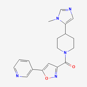 molecular formula C18H19N5O2 B2609363 [4-(3-Methylimidazol-4-yl)piperidin-1-yl]-(5-pyridin-3-yl-1,2-oxazol-3-yl)methanone CAS No. 2320416-46-2