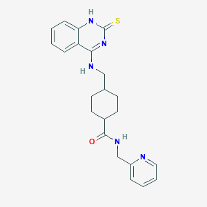 molecular formula C22H25N5OS B2609364 N-(pyridin-2-ylmethyl)-4-(((2-thioxo-1,2-dihydroquinazolin-4-yl)amino)methyl)cyclohexanecarboxamide CAS No. 958585-75-6