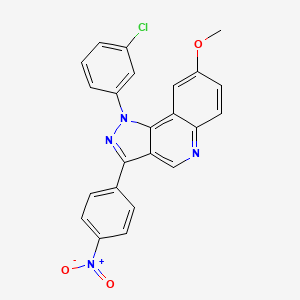 molecular formula C23H15ClN4O3 B2609369 1-(3-chlorophenyl)-8-methoxy-3-(4-nitrophenyl)-1H-pyrazolo[4,3-c]quinoline CAS No. 901044-92-6