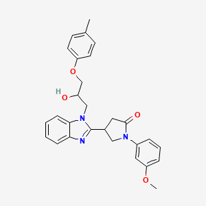 molecular formula C28H29N3O4 B2609377 4-(1-(2-hydroxy-3-(p-tolyloxy)propyl)-1H-benzo[d]imidazol-2-yl)-1-(3-methoxyphenyl)pyrrolidin-2-one CAS No. 1018163-95-5