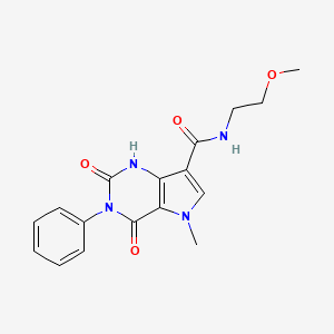 molecular formula C17H18N4O4 B2609382 N-(2-甲氧基乙基)-5-甲基-2,4-二氧代-3-苯基-2,3,4,5-四氢-1H-吡咯并[3,2-d]嘧啶-7-甲酰胺 CAS No. 921508-51-2