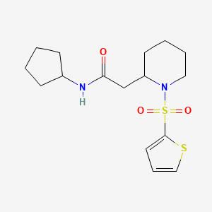 molecular formula C16H24N2O3S2 B2609383 N-环戊基-2-(1-(噻吩-2-磺酰基)哌啶-2-基)乙酰胺 CAS No. 941905-45-9