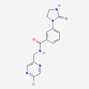 molecular formula C15H14ClN5O2 B2609392 N-[(5-Chloropyrazin-2-yl)methyl]-3-(2-oxoimidazolidin-1-yl)benzamide CAS No. 2411261-05-5