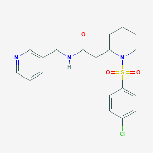 molecular formula C19H22ClN3O3S B2609396 2-(1-((4-chlorophenyl)sulfonyl)piperidin-2-yl)-N-(pyridin-3-ylmethyl)acetamide CAS No. 941955-74-4