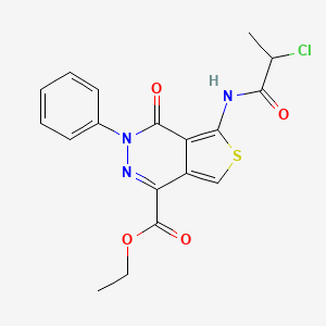 molecular formula C18H16ClN3O4S B2609408 Ethyl 5-(2-chloropropanoylamino)-4-oxo-3-phenylthieno[3,4-d]pyridazine-1-carboxylate CAS No. 851946-92-4